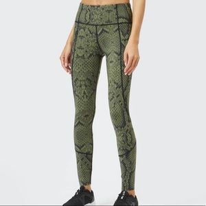 Varley snake print leggings green
